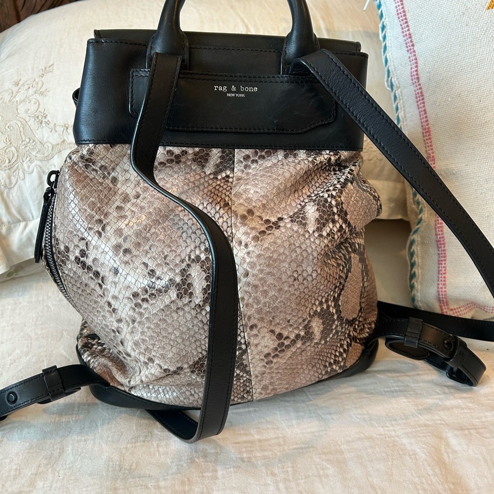 rag & bone Black and Phython Snake Pattern Backpack - Picture 4 of 5